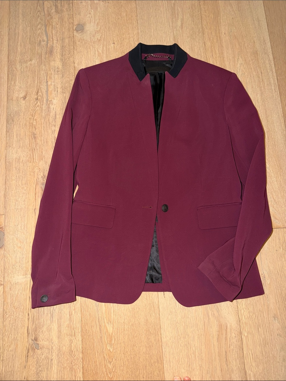 Rag & Bone Women's Burgundy Blazer with Contrast Collar